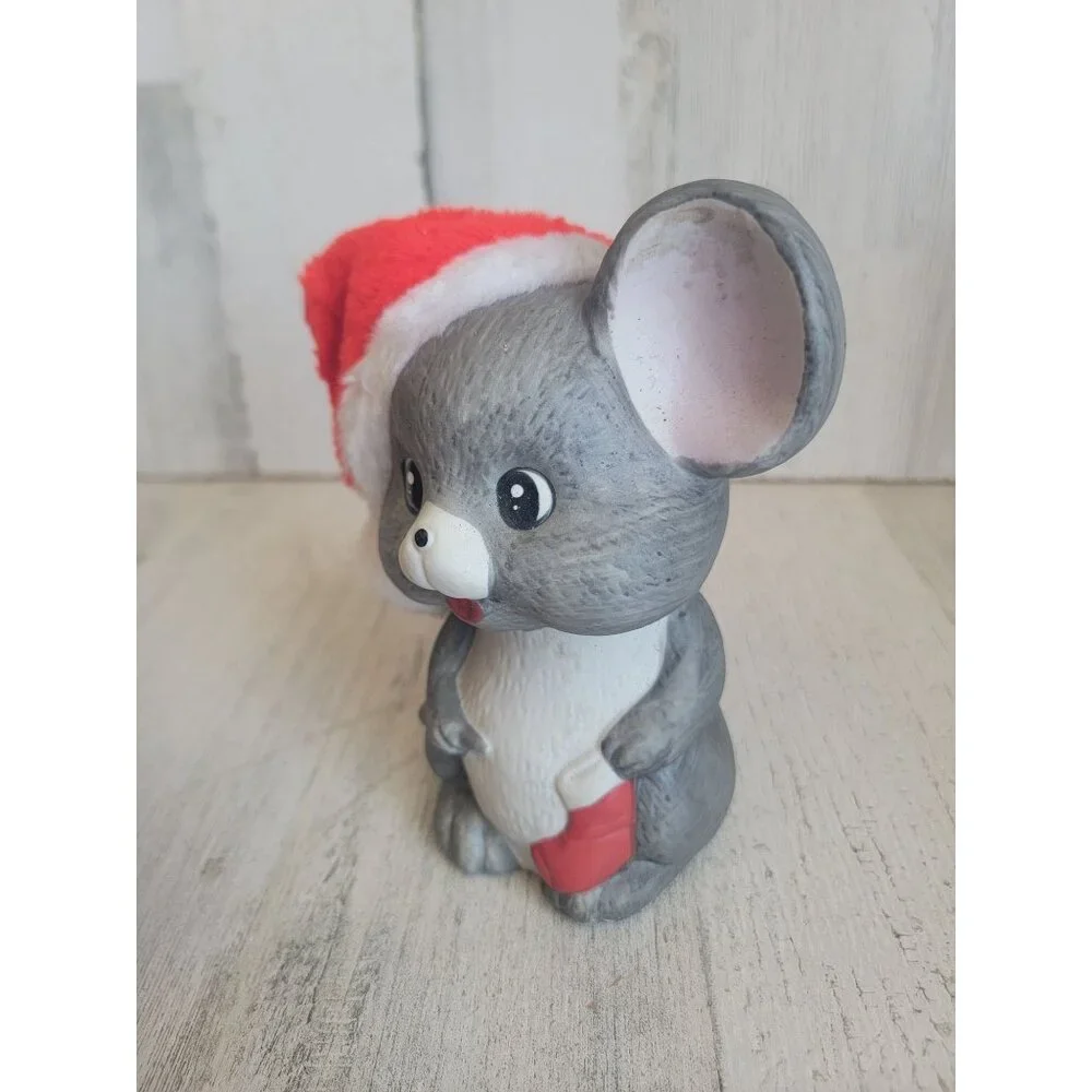 Vintage Santa Mouse light up ceramic ornament‎ Xmas